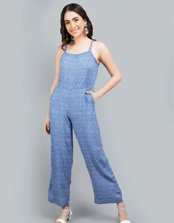 Neha Collection Women Stylish Side Pockets Jumpsuit - Blue, S