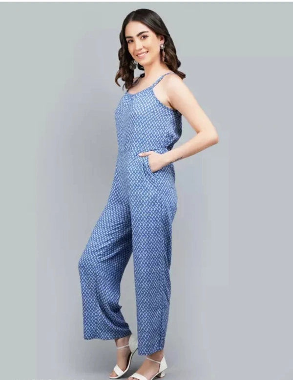 Neha Collection Women Stylish Side Pockets Jumpsuit - Blue, S