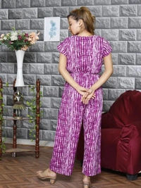 Neha Collection Women Self Design Rayon Printed Jumpsuit - Purple, M