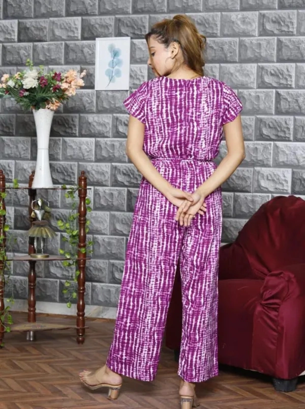 Neha Collection Women Self Design Rayon Printed Jumpsuit - Purple, M