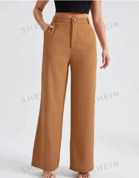 Neha Collection Women Formal Plain Pant - Brown, 30
