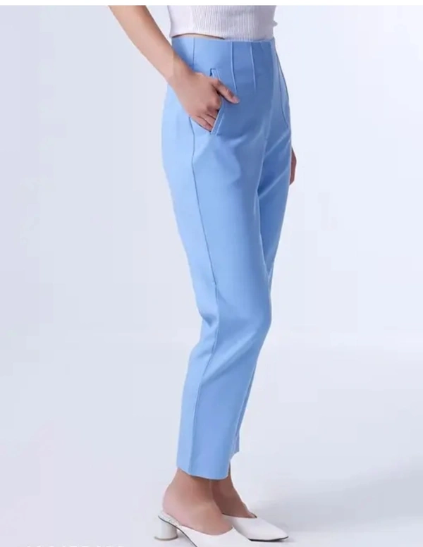 Neha Collection Women Formal Pant & Trousers - Sky Blue, XXL