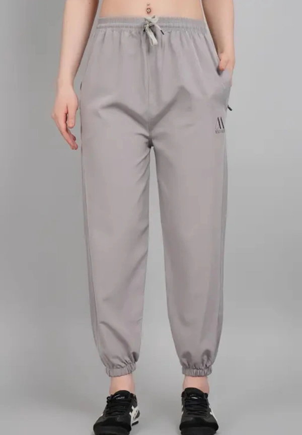 Neha Collection Women Summer Lower Plain Joggers With Zipper - Grey, L