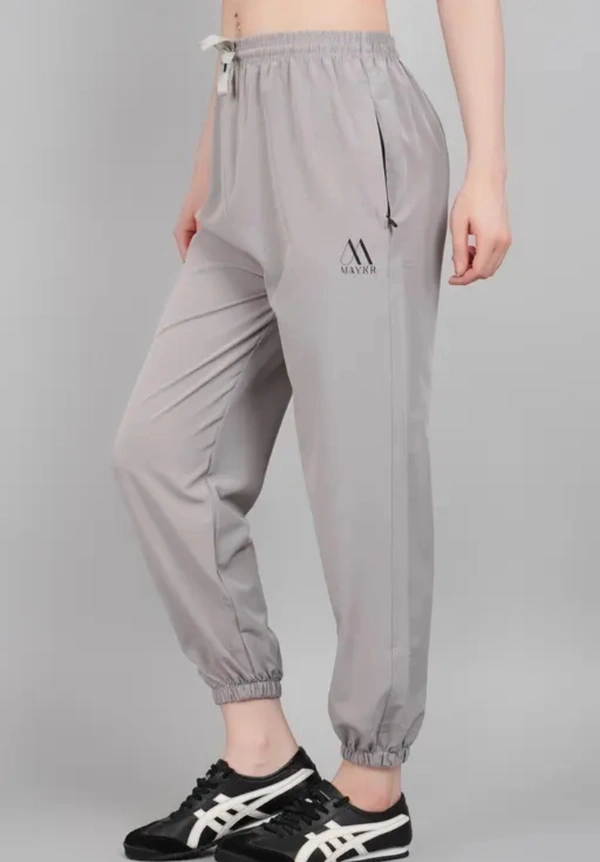Neha Collection Women Summer Lower Plain Joggers With Zipper - Grey, 5XL