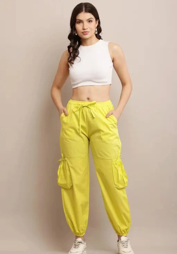 Neha Collection Women New Stylish Poplin Cotton Pants - Yellow, S
