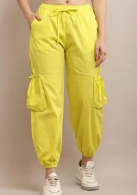 Neha Collection Women New Stylish Poplin Cotton Pants - Yellow, M
