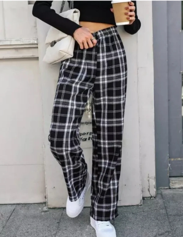 Neha Collection Women Western Trending & New Summer Plaid Trouser - Black, 32