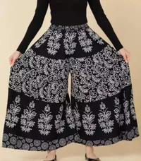 Neha Collection Women Stylish Cotton Printed Palazzo - Black, Free Size