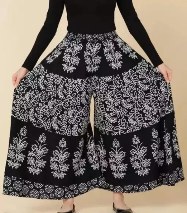 Neha Collection Women Stylish Cotton Printed Palazzo - Black, Free Size