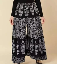 Neha Collection Women Stylish Cotton Printed Palazzo - Black, Free Size