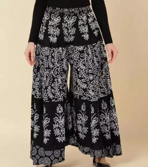 Neha Collection Women Stylish Cotton Printed Palazzo - Black, Free Size