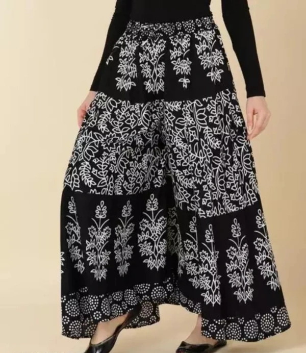 Neha Collection Women Stylish Cotton Printed Palazzo - Black, 32