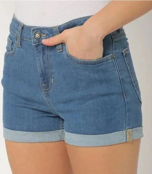 Neha Collection Women Denim Blue Shorts - Blue, 28