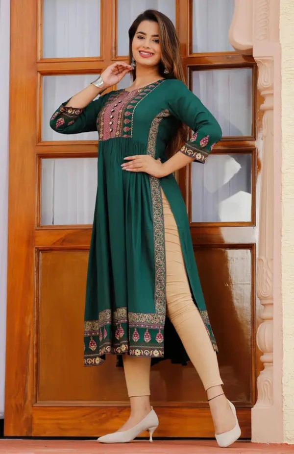 Neha Collection Women New Latest Naira Cut Kirti - Green, S