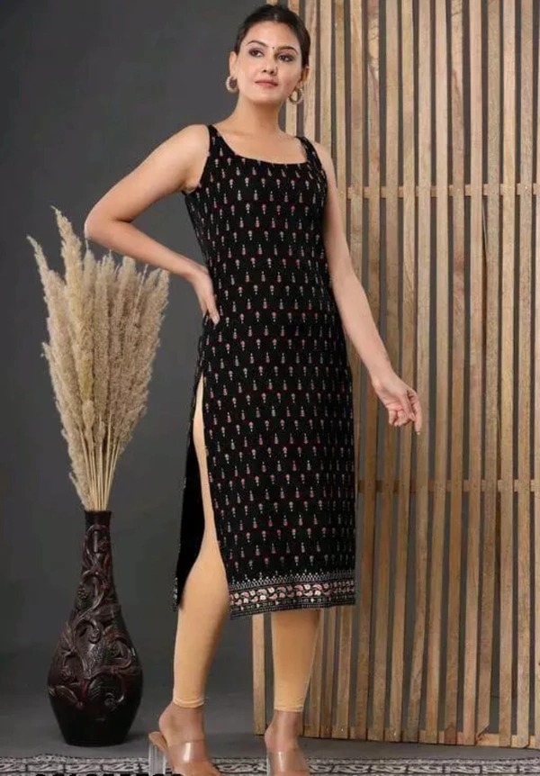 Neha Collection Sleeveless Printed Kurti For Women - Black, XL