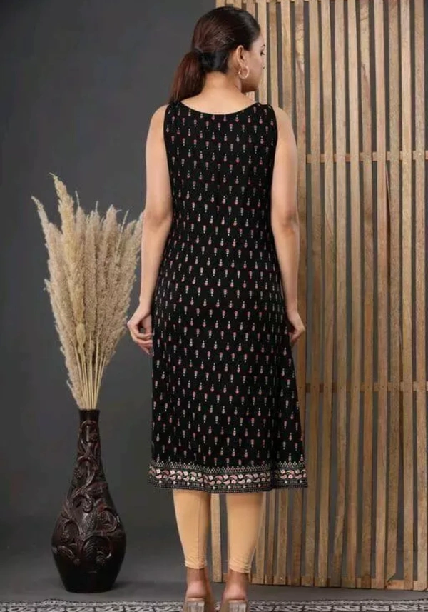Neha Collection Sleeveless Printed Kurti For Women - Black, XL