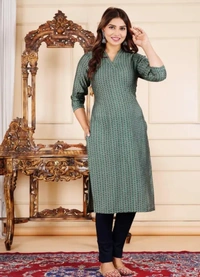 Neha Collection Women Elegant Ethnic Women Kurti - Green, L