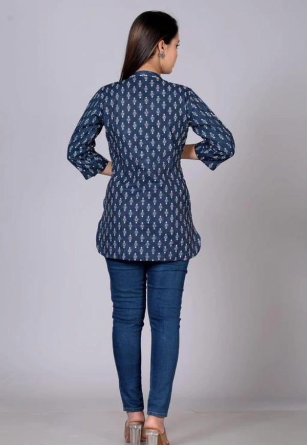 Neha Collection Pure Cotton Printed Kurti For Women - Blue, XXL