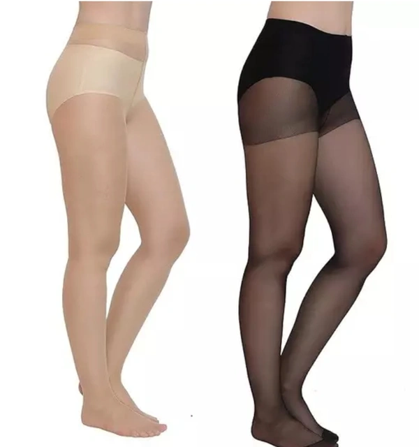 Neha Collection Women Regular Stockings (Pack Of 2) - Black, Free Size