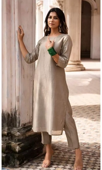Neha Collection  Women Embroidery Work Kurta Set - Purple, L
