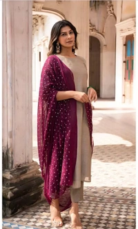 Neha Collection  Women Embroidery Work Kurta Set - Purple, XL
