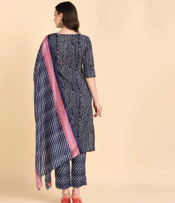 Neha Collection Ethnic Straight Kurta Set With Silk Dupatta - Navy Blue, S