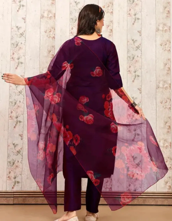 Neha Collection Stylish Kurta Pant & Dupatta Sets For Women - Purple, XXXL