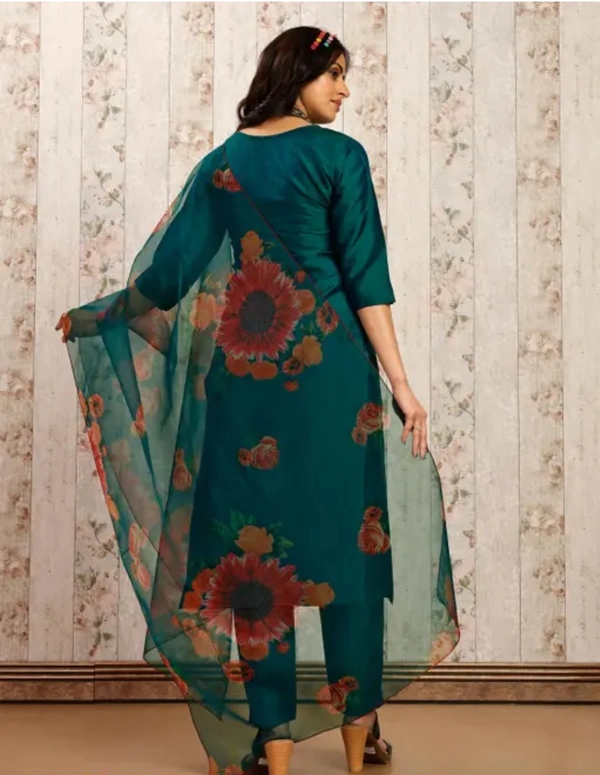 Neha Collection Stylish Kurta Pant & Dupatta Sets For Women - Green, S