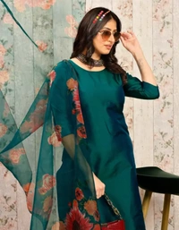 Neha Collection Stylish Kurta Pant & Dupatta Sets For Women - Green, S