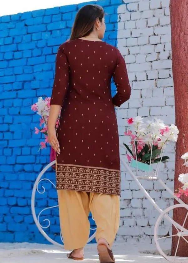 Neha Collection Floral Print Kurta, Patiala & Dupatta Set - Cream, S