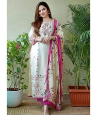 Neha Collection Trendy Women Dupatta Sets - White, M