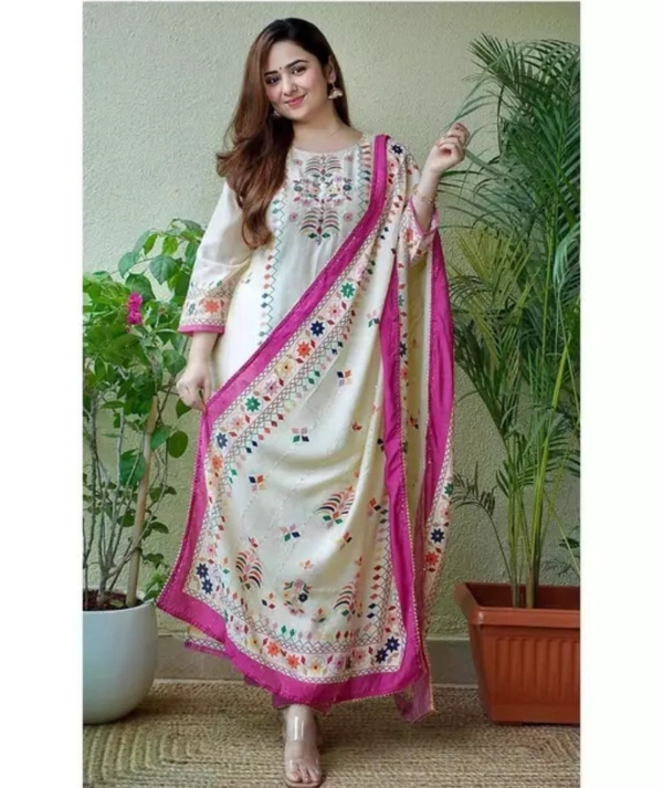 Neha Collection Trendy Women Dupatta Sets - White, XXL