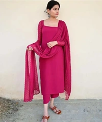 Neha Collection Women Kurta, Pant With Dupatta Sets - Pink, L