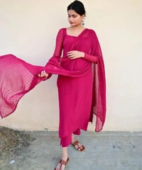 Neha Collection Women Kurta, Pant With Dupatta Sets - Pink, L