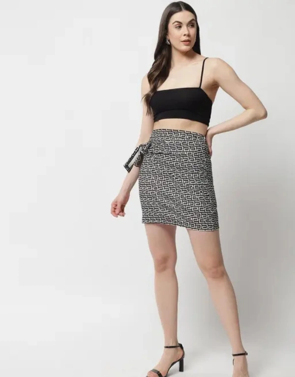 Neha Collection Women Geometric Pencil Black Skirt - Black, 30