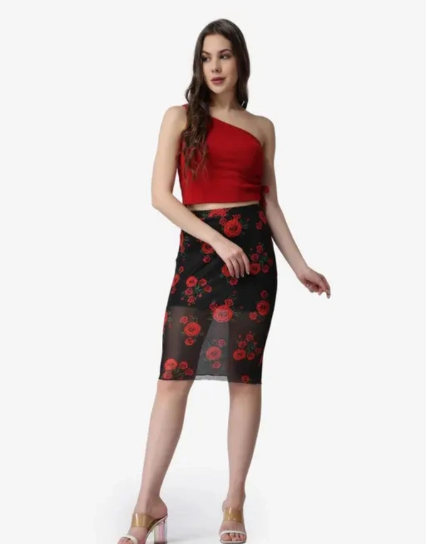 Neha Collection Women Floral Pencil Skirt - Black, 26