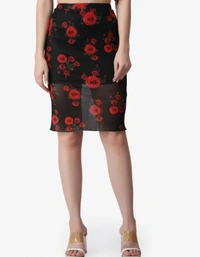 Neha Collection Women Floral Pencil Skirt - Black, 26