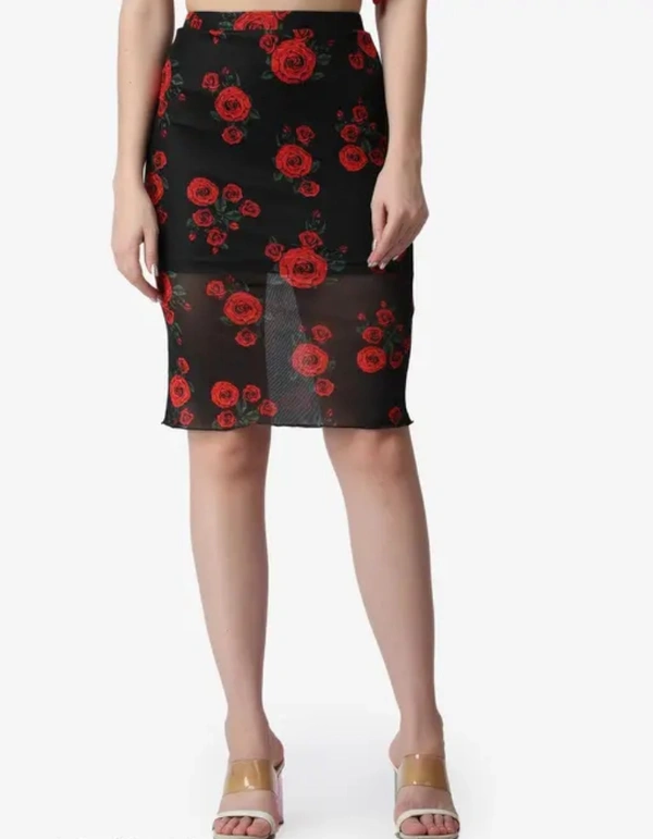 Neha Collection Women Floral Pencil Skirt - Black, 26