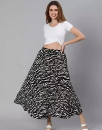 Neha Collection Animal Print Regular Fit Black Women Skirt - Black, 30