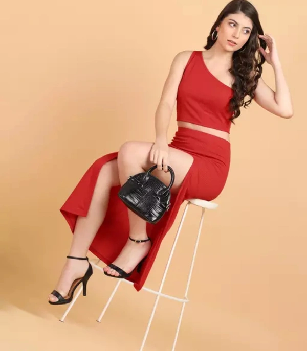 Neha Collection Women Solid A-line Skirts - Red, M