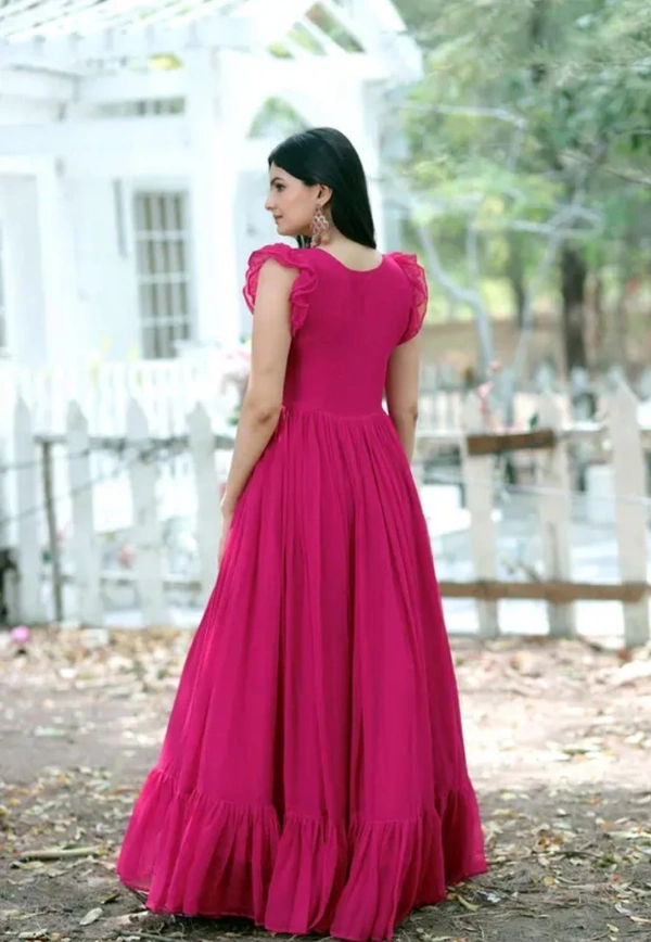Neha Collection Women Pink Faux Georgette With Sequence Embroidery Gown - Pink, XL