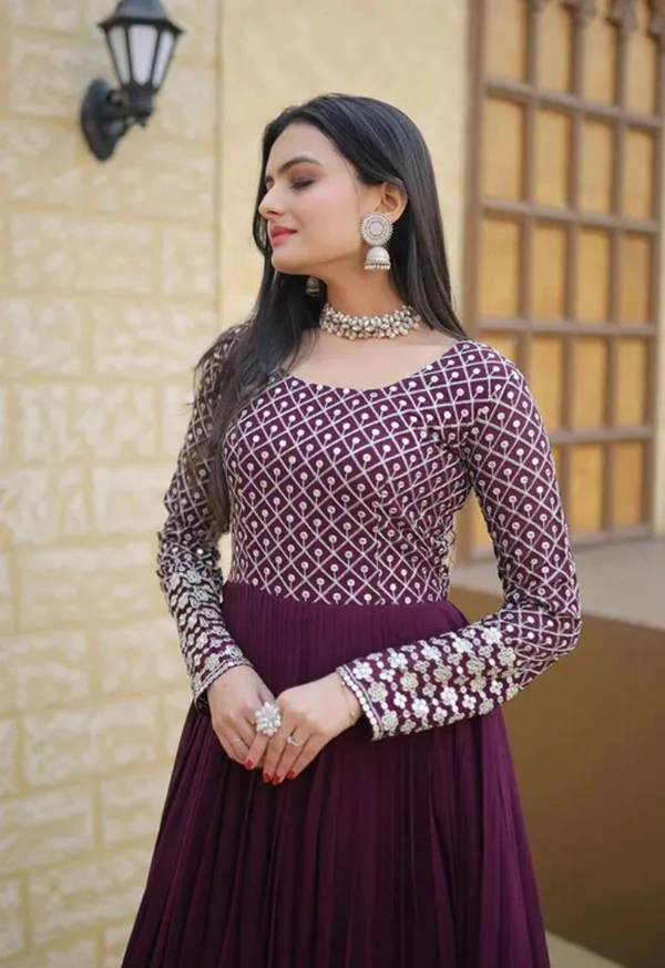 Neha Collection Women Georgette Gown - Purple, XXL