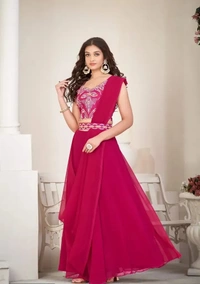 Neha Collection Stylish Pink Georgette Embroidery Lehenga Choli Set For Women - Pink, Free Size