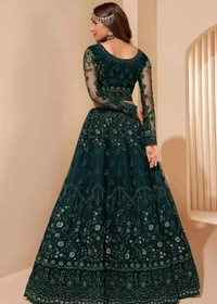 Neha Collection Trendy Fancy Tollywood Net Lehenga Choli Set - Green, Free Size