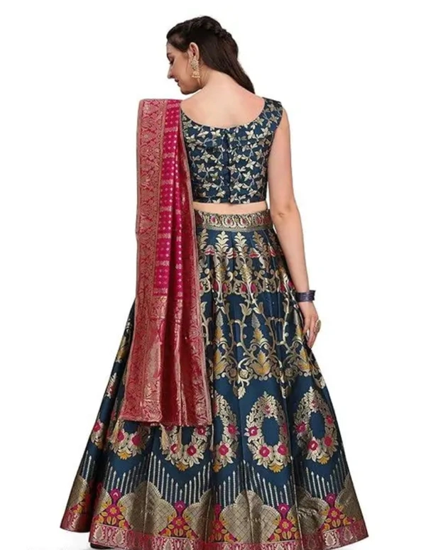 Neha Collection Women Banarasi Lehenga, Traditional Weaves Lehenga Choli Sets - Green, Free Size