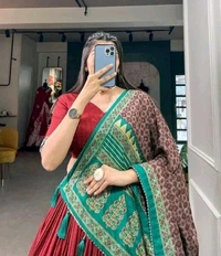 Tussar Silk With Patola Print And Foil Work Lehenga Choli - Free Size, Maroon