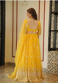 Neha Collection Women Ensemble Yellow Lehenga Choli - Yellow, Semi Stitched