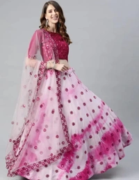 Neha Collection Ethnic Yard Designer Women Latest Designer Georgette Embroidered & Sequence Lehenga Choli Set - Pink, Semi Stitched