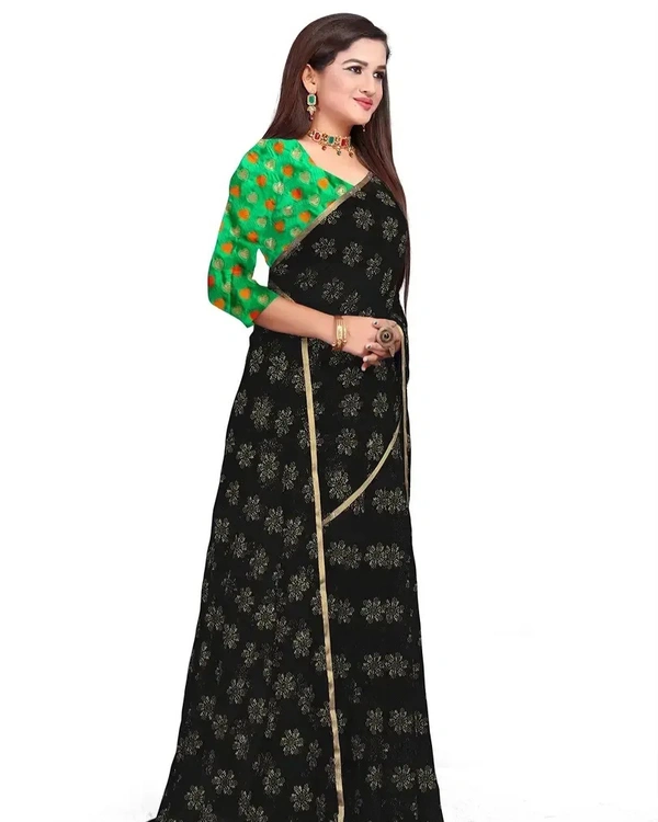 Neha Collection Chiffon Foil Print Sarees with Blouse Piece - Tom Thumb
