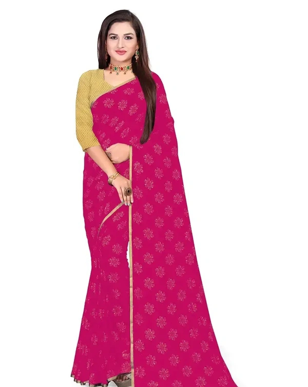 Neha Collection Chiffon Foil Print Sarees with Blouse Piece - Mandy